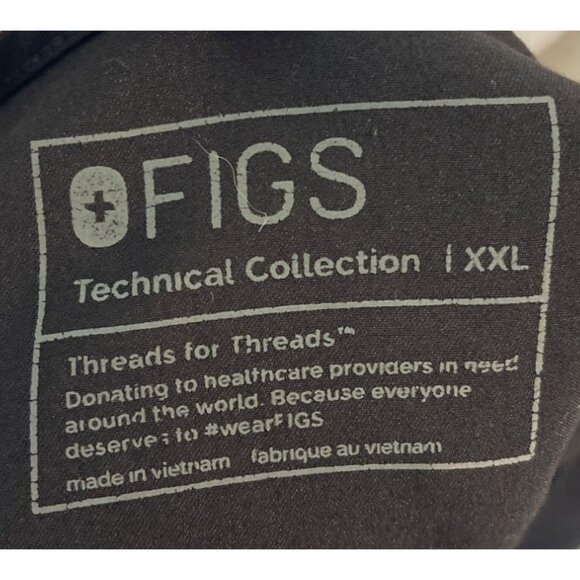 Figs Womens Black Casma Three-Pocket Scrub Top Size XXL 2XL Technical Collection - Picture 7 of 9